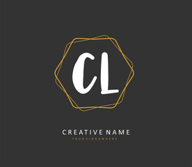 CL Initial letter handwriting and signature logo. A concept handwriting initial logo with template element.