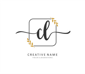 CL Initial letter handwriting and signature logo. A concept handwriting initial logo with template element.