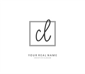 CL Initial letter handwriting and signature logo. A concept handwriting initial logo with template element.