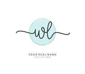 WL Initial letter handwriting and signature logo. A concept handwriting initial logo with template element.