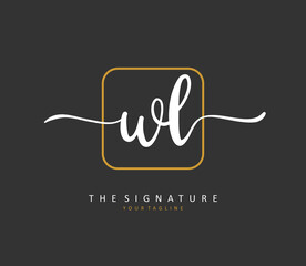 WL Initial letter handwriting and signature logo. A concept handwriting initial logo with template element.