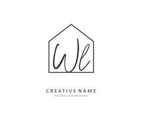 WL Initial letter handwriting and signature logo. A concept handwriting initial logo with template element.