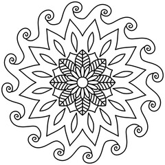 Simple Mandala Shape for Coloring. Vector Mandala. Floral. Flower. Oriental. Coloring Book Page. Outline.
