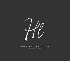 HL Initial letter handwriting and signature logo. A concept handwriting initial logo with template element.
