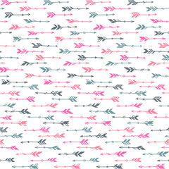 Trendy boho arrows graphic seamless ornament. Ethnic rustic design. Native american theme. Bohemian