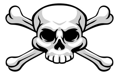A skull and crossbones or cross bones jolly roger pirate or poison warning sign