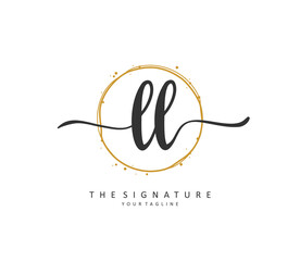 LL Initial letter handwriting and signature logo. A concept handwriting initial logo with template element.
