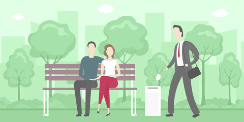 Quarantine cancellation. Man throw out medical mask. Vector illustration.