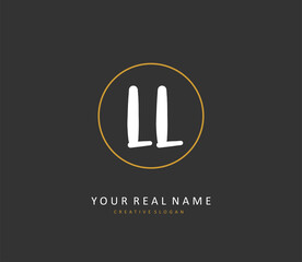 LL Initial letter handwriting and signature logo. A concept handwriting initial logo with template element.