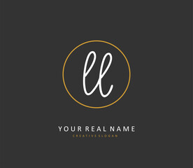 LL Initial letter handwriting and signature logo. A concept handwriting initial logo with template element.