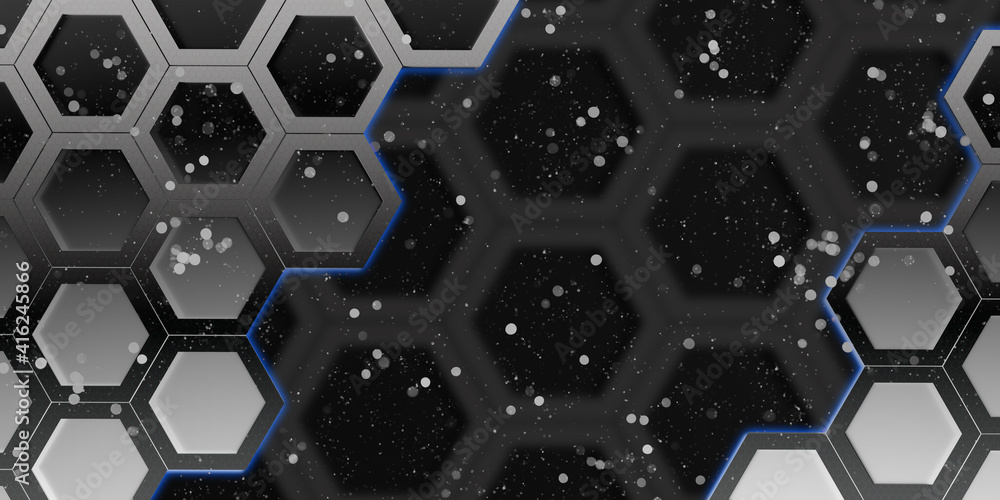 Poster hexagon nest glow light up hexagon frame glitter bokeh effect geometric abstract bokeh hexagonal ste