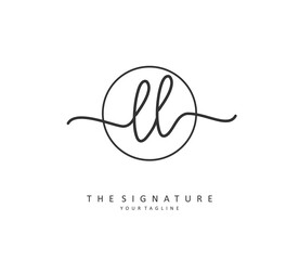 LL Initial letter handwriting and signature logo. A concept handwriting initial logo with template element.