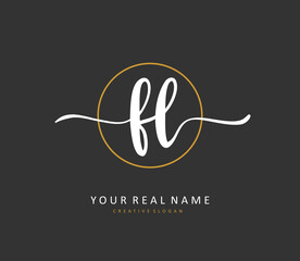 FL Initial letter handwriting and signature logo. A concept handwriting initial logo with template element.