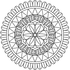 Fototapeta premium Simple Mandala Shape for Coloring. Vector Mandala. Floral. Flower. Oriental. Coloring Book Page. Outline. 