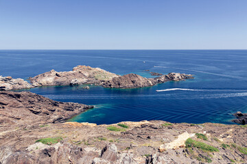 Fototapeta na wymiar coast of cap of creus in the north of spain in mediterranean sea near cadaques in girona