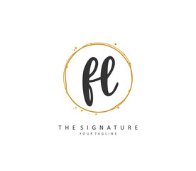 FL Initial letter handwriting and signature logo. A concept handwriting initial logo with template element.