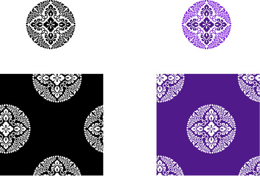 平安有職文様_八藤丸（やつふじのまる）01_タイル