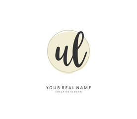 UL Initial letter handwriting and signature logo. A concept handwriting initial logo with template element.