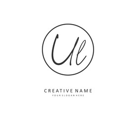 UL Initial letter handwriting and signature logo. A concept handwriting initial logo with template element.