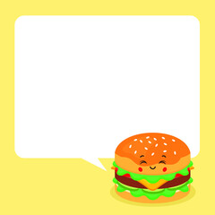 Cute Burger with Speech Bubbles