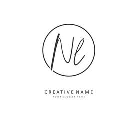 NL Initial letter handwriting and signature logo. A concept handwriting initial logo with template element.