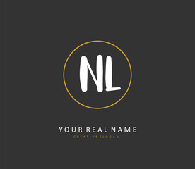 NL Initial letter handwriting and signature logo. A concept handwriting initial logo with template element.