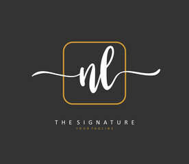NL Initial letter handwriting and signature logo. A concept handwriting initial logo with template element.