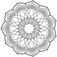 Fototapeta premium Simple Mandala Shape for Coloring. Vector Mandala. Floral. Flower. Oriental. Coloring Book Page. Outline. 