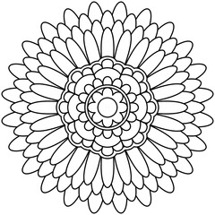 Simple Mandala Shape for Coloring. Vector Mandala. Floral. Flower. Oriental. Coloring Book Page. Outline.
