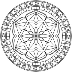 Simple Mandala Shape for Coloring. Vector Mandala. Floral. Flower. Oriental. Coloring Book Page. Outline.
