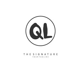 QL Initial letter handwriting and signature logo. A concept handwriting initial logo with template element.