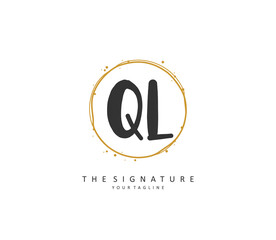 QL Initial letter handwriting and signature logo. A concept handwriting initial logo with template element.