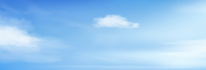 Blue sky with altostratus clouds background,Vector Cartoon sky with cirrus clouds, Concept all seasonal horizon banner in sunny day spring and summer in the morning. Vector illustration horizon