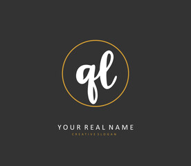 QL Initial letter handwriting and signature logo. A concept handwriting initial logo with template element.