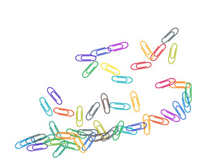 Stationary paperclips isolated on white background