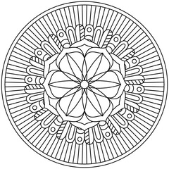 Simple Mandala Shape for Coloring. Vector Mandala. Floral. Flower. Oriental. Coloring Book Page. Outline.
