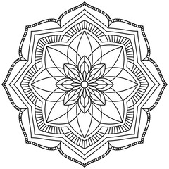 Simple Mandala Shape for Coloring. Vector Mandala. Floral. Flower. Oriental. Coloring Book Page. Outline.
