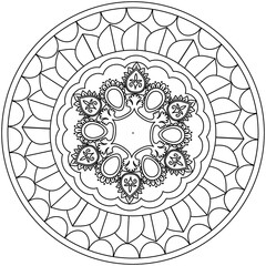 Simple Mandala Shape for Coloring. Vector Mandala. Floral. Flower. Oriental. Coloring Book Page. Outline.
