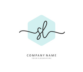 SL Initial letter handwriting and signature logo. A concept handwriting initial logo with template element.