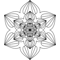 Simple Mandala Shape for Coloring. Vector Mandala. Floral. Flower. Oriental. Coloring Book Page. Outline.
