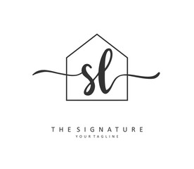 SL Initial letter handwriting and signature logo. A concept handwriting initial logo with template element.