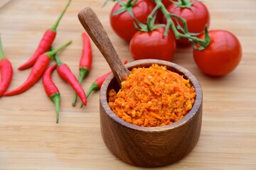 Homemade Sambal or chili sauce, Indonesian cuisine