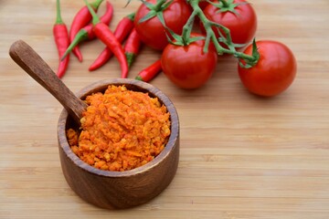 Homemade Sambal or chili sauce, Indonesian cuisine