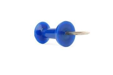 blue tipped push pin isolated on white