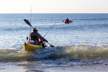 kayak fishing competition in the Mediterranean Sea - Marbella. Andalusia