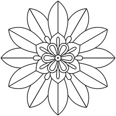 Simple Mandala Shape for Coloring. Vector Mandala. Floral. Flower. Oriental. Coloring Book Page. Outline.
