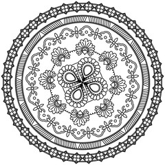 Simple Mandala Shape for Coloring. Vector Mandala. Floral. Flower. Oriental. Coloring Book Page. Outline.
