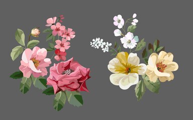 Flower bouquet isolated on grey background