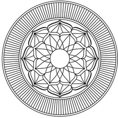 Simple Mandala Shape for Coloring. Vector Mandala. Floral. Flower. Oriental. Coloring Book Page. Outline.
