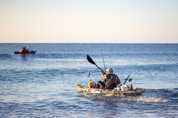 kayak fishing competition in the Mediterranean Sea - Marbella. Andalusia